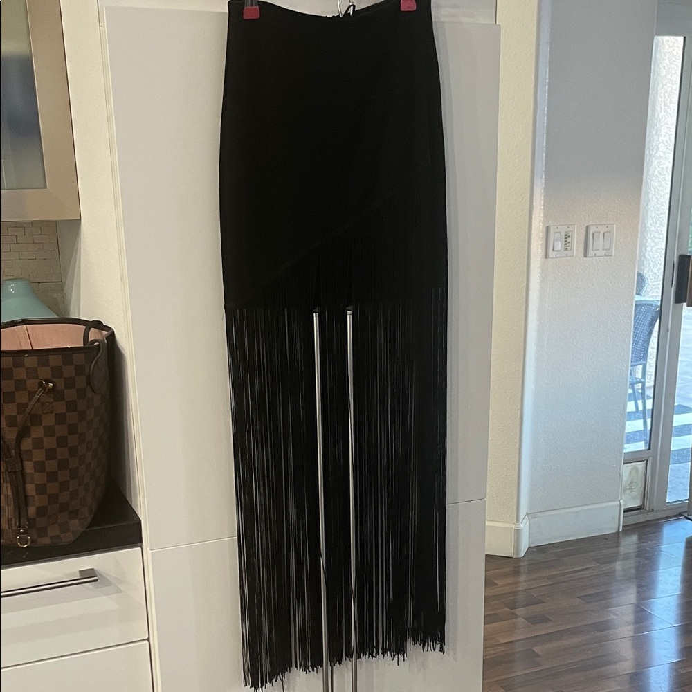 Elegant Black Fringe Skirt